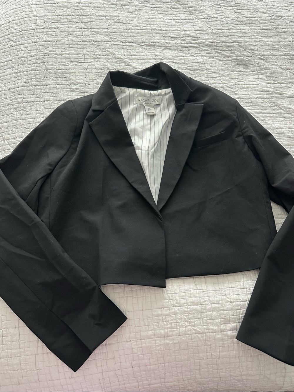 Rachel Zoe Black Cropped Suit Jacket Blazer